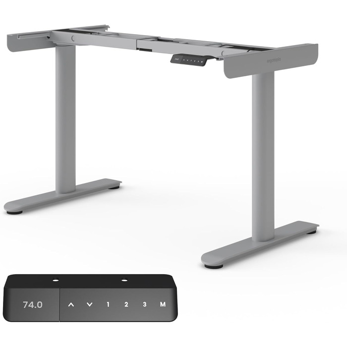 Ergotopia Desktopia One – Регульований стіл, електричний, з подвійним мотором, TÜV-сертифікований, 7 років гарантії (платиновий сірий)