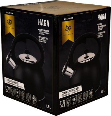 Чайник електричний індукційний 1.8L чорний з авто-свистком - Edelstahl, для плити, газової плити, електроплити, чайник-свисток, чайник-заварник