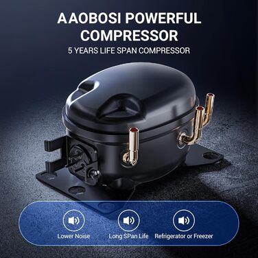 Автомобільний компресорний холодильник AAOBOSI 58L (-20°C/+20°C) з USB, 12/24V/230V для авто, вантажівок, човнів, кемпінгу та риболовлі, чорний