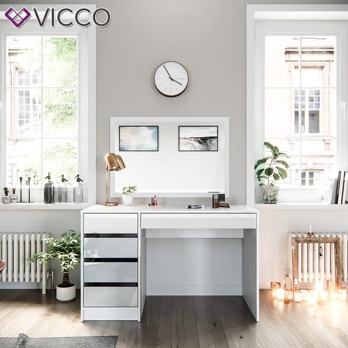 Туалетний столик Vicco Херес, білий глянець, 120 см