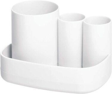 iDesign Набір для ванної кімнати Badezimmer Set, 4 шт: мильниця, тримач для зубних щіток, дозатор ватних дисків, піднос з пластику. Аксесуари для ванної кімнати, органайзер для стільниці