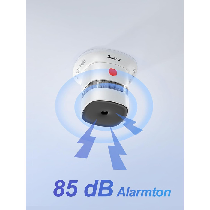 Набір датчиків диму Heiman Mini – 5 шт. з фотоелектричним сенсором, 10 років роботи від батареї, сертифікація EN14604, TÜV, CE, UKCA, DBI, 85 dB, преміум-дизайн