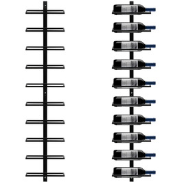Стильна металева полиця для вин Yaheetech на 10 пляшок, чорна