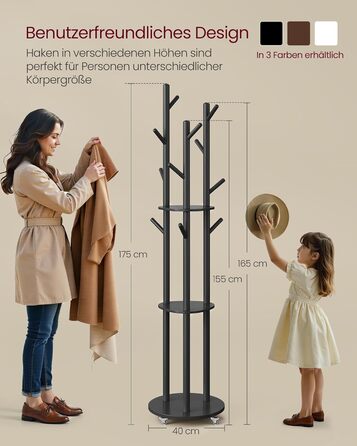 Дзеркало-вішалка VASAGLE для прихожей, спальні, вітальні, чорний RCR023B01