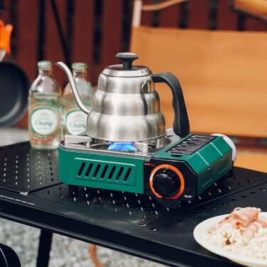 Портативний газовий набір для кемпінгу Onlyfire Klein з кейсом, 2000W, Piezo-запалювання, для походів та подорожей на автодомі, зелений