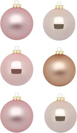 Скляні різдвяні кулі Inge / красиві скляні ялинкові кулі / 30 куль в картонній коробці / ялинкові прикраси ялинкові прикраси ялинкові кулі (перлинно-рожеві / бежево-рожеві)