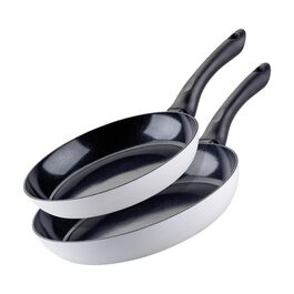 Набір сковорідок Fackelmann Arcadalina, 2 шт., діаметр 24 та 28 см, з екологічного алюмінію з керамічним покриттям, ергономічні ручки, для індукційних плит, стійкість до +150 °C