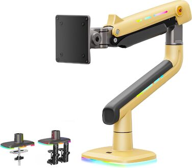 Кріплення для монітора NB Ergonomic для широких моніторів до 60 дюймів, RGB, підставка для монітора, навантаження до 20 кг, VESA 75 & 100 (жовтий)