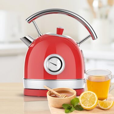 Електричний чайник Cecotec Thermosense 420 Vintage Light Red - 1.8 л, 2200 Вт, з термоіндикатором, червоний