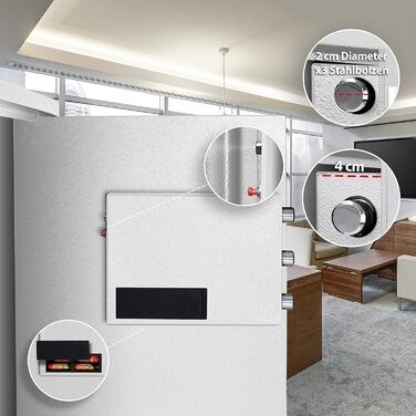 KESSER® Електронний сейф | 38x30x30 см | з батарейним відсіком | 3-х болонний замок | Настінний/підлоговий сейф | Внутрішнє освітлення | Срібний