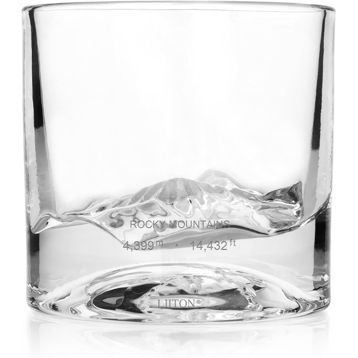 Набір склянок для віскі LIITON American Peaks Kristall, 4 шт., 300 мл, важкі, морозостійкі, ідеальний подарунок для чоловіків