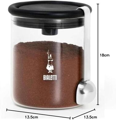 Склянка для кави Bialetti 250 г (з кришкою), прозора, чорна, Single