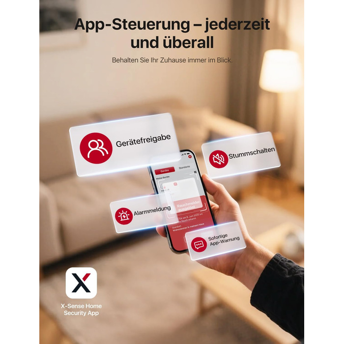 X-Sense Розумний димовий датчик з Wi-Fi, EN 14604, нічний режим, 10 років служби, змінна батарея, керування через додаток, XS0E-iR, білий