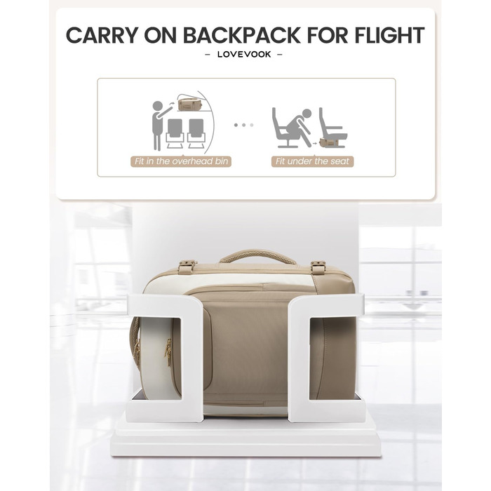 Чоловічий/Жіночий рюкзак OVEVOOK для ручної поклажі в літак, 40л, великий дорожній рюкзак-валіза з відділенням для ноутбука, водонепроникний, для подорожей, ділових поїздок, вихідних (L, Хакі-беж)