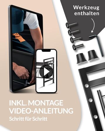 Підставка для мікрохвильової печі та кухонна полиця, сталева, 2-ярусна | Підставка для мікрохвильовки, шафка для мікрохвильовки, полиця для зберігання, полиця пекаря | Регульована висота та довжина, інструкція у відеоформаті, гачки - Чорний колір, 2 яруси