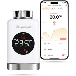 Розумний термостат для радіатора SALCAR TRV801W WiFi LCD, сумісний з Alexa та Google Home, Tuya Smart, без шлюзу