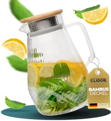 Скляна карафа CLIDOR Amira 1,5 л з кришкою, для гарячих та холодних напоїв, з некрапаючим носиком
