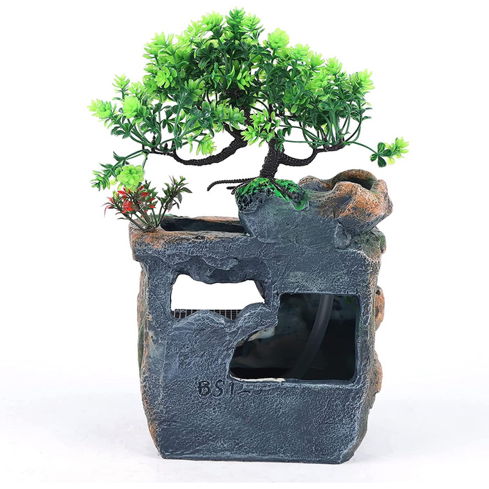 Кімнатний фонтанчик з водоспадом та LED-підсвічуванням для декору інтер'єру, для столу, телевізійної шафи, спальні