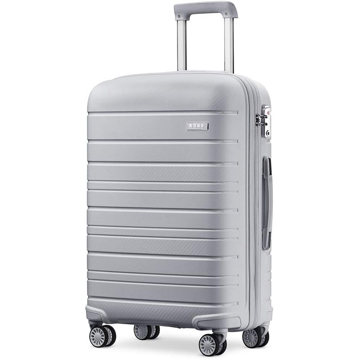 Валіза KONO з TSA-замком та 4 обертовими колесами, набір валіз 3 шт. (білий, сірий)