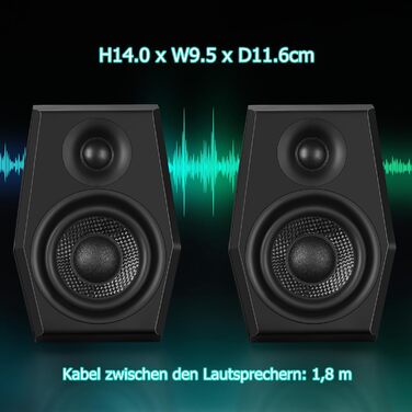 Sanyun SW209 - Комп'ютерні ігрові колонки 36W з RGB-підсвічуванням, Bluetooth 5.2, USB/AUX, 3 режими EQ (Гра/Фільм/Музика)