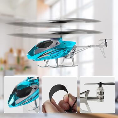 Радіокерований вертоліт VATOS для хлопчиків, 2.4G з LED підсвіткою, від 12 років, стабільна висота, автоматичний зліт, синій