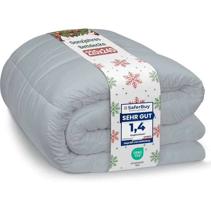 Ковдра Utopia Bedding для 2 осіб, 220x240 см, білий колір, 4 пори, мікрофібра, поліестер