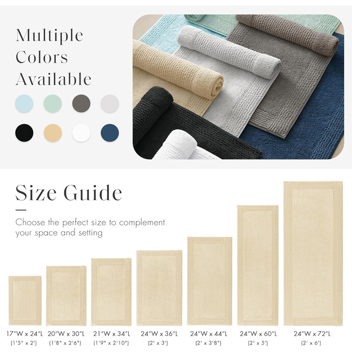 Килимок для ванної кімнати Madison Park Signature Splendor, 100% бавовна, високий ворс, 53x86 см