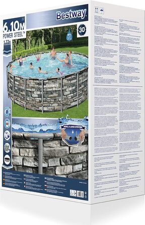 Каркасний басейн Bestway Power Steel, повний комплект з фільтруючим насосом, круглий, кам'яний вигляд (610 x 132 см)