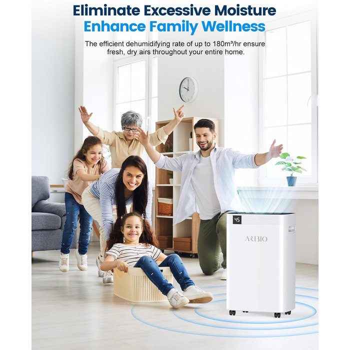 Електричний осушувач повітря Tag Hochleistungs, 20 л/день, з функцією сушки білизни, таймером та авторозморожуванням, для квартир, ванних кімнат та підвалів