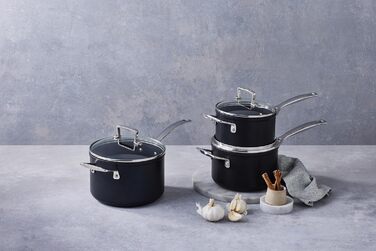 Набір каструль Le Creuset 3 шт. Ø16, 24, 26 см, антипригарне покриття, для всіх типів плит (індукція), антрацит/срібло
