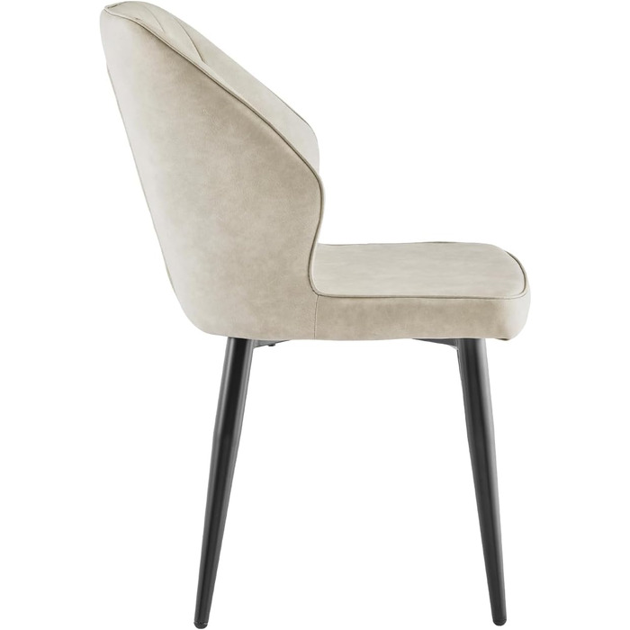 CLIPOP Комплект обідніх стільців 4 шт. Ретро, штучна шкіра, м'яке сидіння, металеві ніжки, для кухні/офісу, бежевий колір