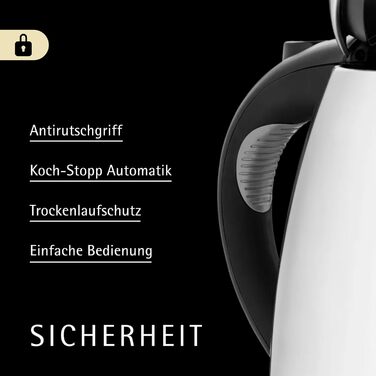 Електричний чайник WMF Stelio 1,7л з нержавіючої сталі, з фільтром від накипу, 2400 Вт, з підсвічуванням рівня води, захистом від перегріву, матове срібло