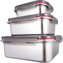 Контейнери для зберігання продуктів з нержавіючої сталі / коробка для зберігання з повітронепроникною кришкою набір з 3 банок / коробка для приготування їжі Контейнери для харчових продуктів для к