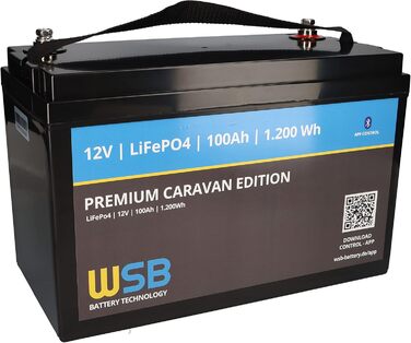 Акумулятор 12,8 В 100 Ач Caravan Edition з Bluetooth BMS для сонячних батарей, автофургонів, човнів, домогосподарств, 4