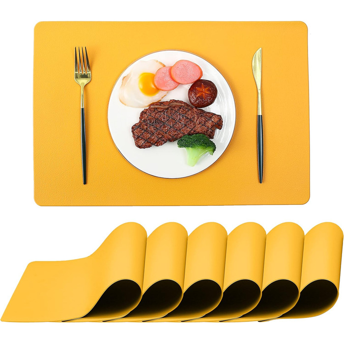 Набори на стіл, термостійкі, миючі, для кухні, обіднього столу, декор, чорні, 6 шт. (жовтий 6)