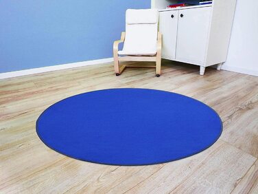 Ідеї Primaflor в текстилі дитячий ігровий килим однотонний коло сидінь-близько 100 см, велюровий килим з коротким ворсом для дитячих кімнат, дитячих садків і шкіл(близько 100 см, синій)