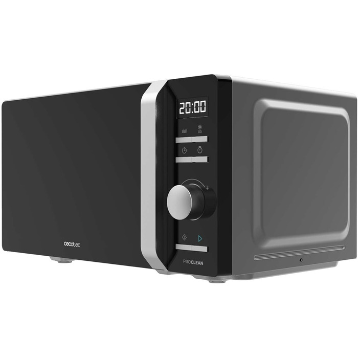Мікрохвильова піч Cecotec Proclean 5010 Inverter 19 л, 700 Вт, 5 режимів, LED-дисплей, 8 програм, чорна, цифрова, для розморожування, підігріву і приготування