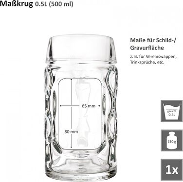 Набір пивних кружок Van Well 12 шт., 0,5 л, зі шкалою, для ресторану та бару | Скляні кружки для пива, стійкі до миття в посудомийній машині