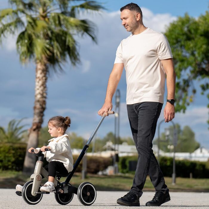 KikkaBoo Flash 5-в-1: Біговел/Триколісний велосипед для дітей від 18 місяців, сталевий каркас, EVA колеса, регульована ручка, сірий