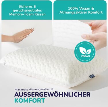 Ортопедична подушка ZenPur для шиї та плечей 40x60x13 см з Memory Foam, сертифікат Oeko-Tex, бежева