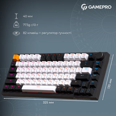 Бездротова механічна клавіатура GamePro Asgard Valhalla (MK160B Pro) 75% QLAB orange switches