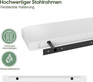 Набір полиць Wandregal 2 шт. з дерева – настінні полиці з прихованим кріпленням, білі, для вітальні, спальні, кухні, для книг та декору