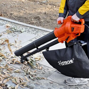 Hoteche 3000W потужний листягрій з функцією подрібнення та всмоктування | Швидкість вітру 270 км/год | Об'єм всмоктування 13 м³/хв | У комплекті мішок для збору листя 45л