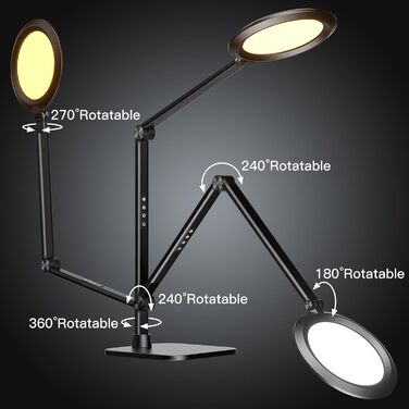 LED лампа VERSKI для дому та офісу з пультом, для відеоконференцій Zoom, з регулюванням яскравості та кольорової температури, 18W, чорна