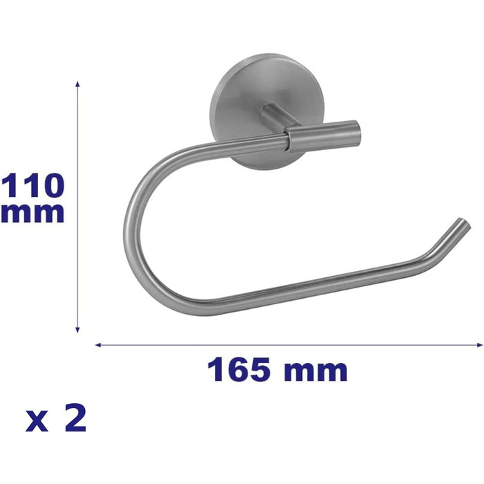 Набір з 2 тримачів для туалетного паперу без кришок - Цинковий сплав сталь - Кріплення з отвором або без нього - Тримач рулону паперу Набір з 2 тримачів для туалетного паперу
