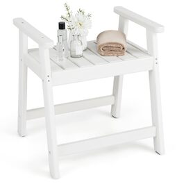 Лавка для душу Costway з полицею, коричнево-біла, 32,5x32,5x43,5 см. Макс. вантажопідйомність: 165 кг