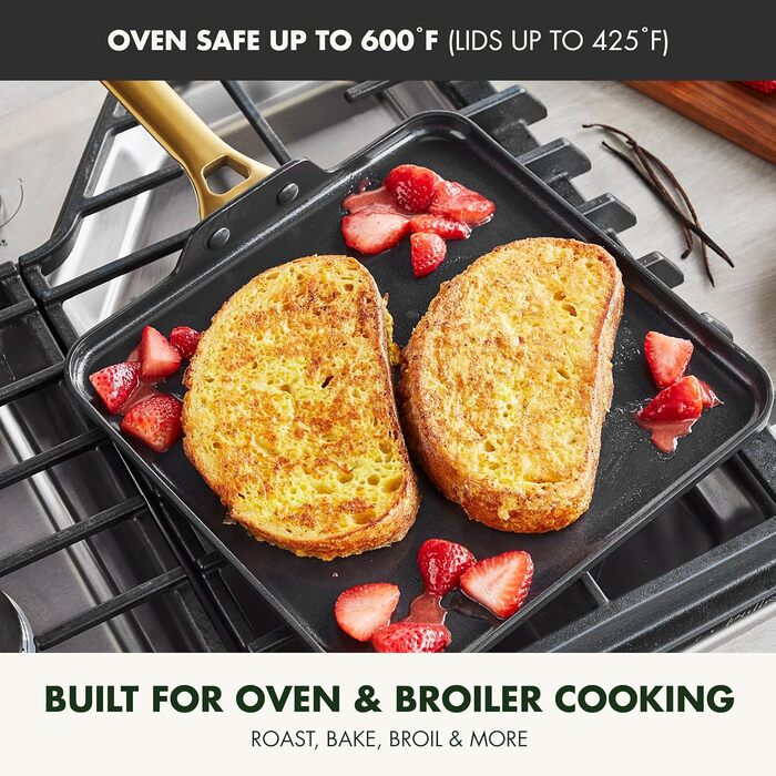 Набір сковорідок GreenPan Reserve: керамічне покриття, 3 шт. (20, 24, 28 см + квадратна сковорода-гриль 24x24 см), чорний