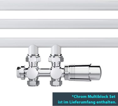 Елегантний радіатор для ванної кімнати 1600x600 мм білий. Радіатор для рушників, сушка для рушників, середнє підключення