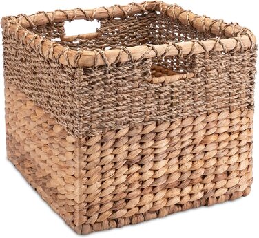 Декоративний кошик для зберігання плетений кошик з водоростей гіацинта прямокутної форми-кошик для полиці квадратної форми- (L 34 см, натуральна)