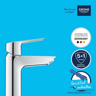 Змішувач для ванної кімнати Grohe Start, водозберігаючий, хром, 17 см, з інструментом 3-в-1 для легкої установки